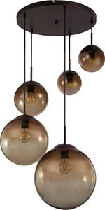 LED Hängelampe, 5x Glaskugeln, amber, Höhe 150 cm, Varus
