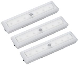 Northpoint LED Lichtleiste Schranklichter mit Bewegungsmelder und Dämmerungssensor im 3er-Set für Innen, 6 warmweißen SMD LEDS (3000K), Unterbauleuchte, Regallicht, Treppenleuchte