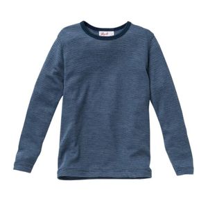 People Wear Organic- Wolle-Seide Langarm-Shirt- blau gestreift – 98