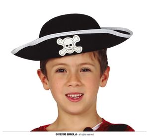 schwarzer Piraten Hut aus Filz für Kinder
