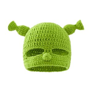 Balaclava Monster Shrek Hat Lustige Winterstrickmützen Grün
