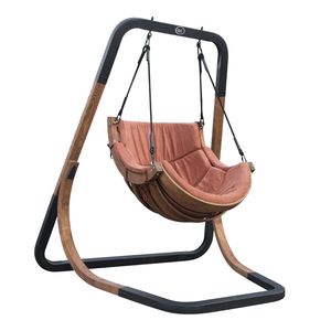 AXI Capri Hängestuhl mit Gestell aus Holz | Hängesessel / Hängeschaukel Terracotta Braun für den Garten | Outdoor Lounge Stuhl für 1 Person |