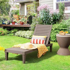 COSTWAY Sonnenliege wetterfest Gartenliege 180kg belastbar Liegestuhl 5 verstellbare Rückenlehne Terrassenliege für Outdoor Garten Terrasse Braun