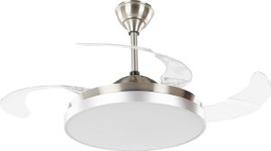 BELIANI Stropný ventilátor so svetlom ventilátor strieborný syntetický materiál kovový so 4 lopatkami a diaľkovým ovládaním