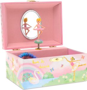 Jewelkeeper Musical Jewelry Box für Mädchen, Rainbow Ballerina Schmuck-Box, Schwanensee Tune &amp; Ballerina Puppe, große Mädchen Geschenke Schmuck-Box mit Ballerina &amp; Schmuck Aufbewahrungsbox
