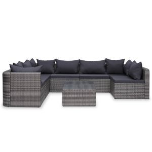 vidaXL 8dílná zahradní lounge souprava s polštáři Poly Rattan Grey