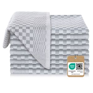 Vaily Premium Geschirrtücher 10er Pack - Trockentücher aus 100% Baumwolle super Saugstark- Oeko-TEX Zertifiziert - 70 x 45 cm Grau