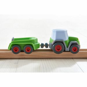 HABA 305562 - Kullerbü – Traktor mit Anhänger, Kugelbahnzubehör ab 2 Jahren
