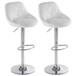 FCH 2er Set Barhocker Barstuhl 360° Drehstuhl Höhenverstellbar Tresenhocker Küchenhocker, Weiß