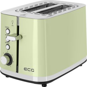 ECG ST 2766 Vintage Olive | Toaster | 2 Fächer für Toast | 7 Stufen der Heizintensität | Integrierter Backrost| Edelstahl | Olive |