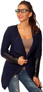 Damen Strickjacke mit PolyurethanÄrmel; Gr. S/M Dunkelblau Damen Strickjacke mit PolyurethanÄrmel; Gr. S/M Dunkelblau