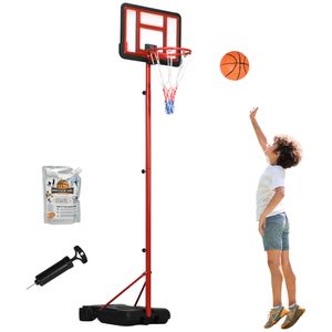 ZONEKIZ Kinder Basketballständer, 1,55m-2,05m höhenverstellbarer Basketballkorb mit elektronischer Punkteanzeige, inkl. Basketball, Ballpumpe, für Kinder 6+ Jahre, Stahl