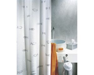 Spirella Anti-Schimmel Duschvorhang - Anti-Bakteriell, waschbar, wasserdicht, Polyester, „Kos“ 240x200cm Weiß Metallic Effekt