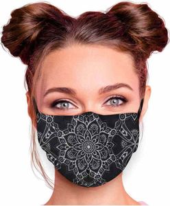 Mundschutz Maske in verschiedenen Farben Stoffmaske mit Motiv Mund- Nasenschutz mit wechselbarem Filter einstellbare Ohrbügel, Modell wählen:Floral Schwarz-Weiß