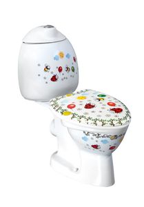 Kinder-WC 31x61x56 Stand-WC Toilette weiss WC-Set Kompakt-WC Siebdruck bunt