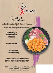 X-CLASS getreidefrei Truthahn mit Ente, Süßkartoffel, Dill und Kamille Trockenfutter für Welpen - kleine Rassen, 6kg