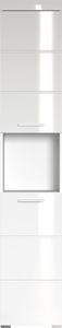 trendteam Bad Hochschrank Amanda Weiß Melamin/Weiß Hochglanz Tiefzieh 37 x 190 x 31 cm