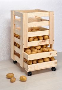 HI 90000 Kartoffelkiste Obsthorde aus Holz mit Rollen