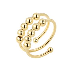 925 Sterling Silber Angst Ringe für Damen Männer Spinner Ringe mit Perlen Silber Anxiety Ring Set Drehen Verstellbare Ring Gold