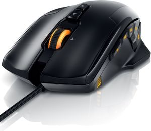 Herná myš Titanwolf s káblom, USB herná laserová myš s 10800 dpi, RGB LED diódami, nastavením hmotnosti