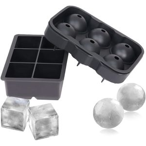 Eiswürfelform Silikon - 2er Set Eiswürfel Kugel & Würfel BPA-Frei -Wiederverwendbare Eiswürfel Form-Premium Ice Ball Maker-Hochwertiger Eiswürfelbehälter
