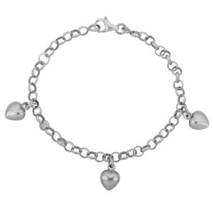 Kinderschmuck Bettelarmband Herz 925er Silber 13,5 cm (durch Ringe beliebig einstellbar)