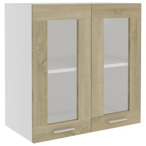 vidaXL Závesná sklenená skriňa Sonoma Oak 60x31x60 cm odvodený výrobok z dreva