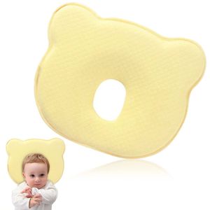 Baby Kissen Kopfkissen Baby Lagerungskissen Babykissen Gegen Plattkopf, Farbe: Gelb, Größe:26*22*3cm