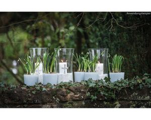 Glastopf rund Pflanzgefäß Teelichtglas Glas weiß Ø 11,5 cm