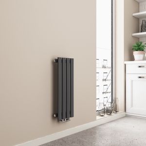 EMKE grzejnik dekoracyjny rurowy do ciepłej wody użytkowej Średnie podłączenie Pionowy Owalny Jednowarstwowy 177 Watt 24cm x 60cm Antracyt bez elementu grzejnego