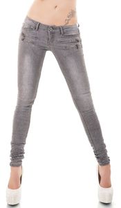 Skinny-Jeans mit süssen Zier-Zippern in grey washed Größe - 38