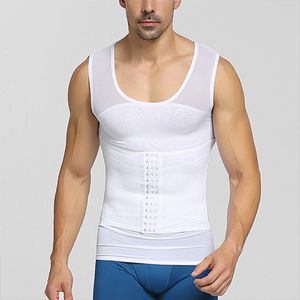Männer Body Shaper Abnehmen Weste Tank Top Kompressionshemd Bauchkontrolle Unterwäsche,Farbe: Weiß,Größe:L