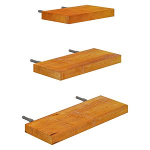 HOMCOM Wandregal 3er-Set Schweberegal, Wandboard aus Massivholz, Regalbrett zur Präsentation, für Küche, Wohnzimmer, Badezimmer, Holz, Braun, 30/40/50 x 18 x 3,6 cm