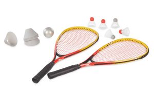 CRANE Turbo-Badminton-Set Rot inkl. 5 Bälle Funball 8 Hütchen Aufbewahrungstasche