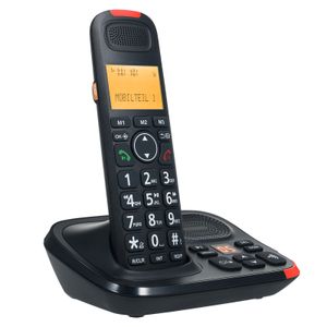 Bisofice Schnurloses, erweiterbares Telefonsystem mit Anrufbeantworter, 3 Leitungen, Anzeige der Anrufer-ID, Unterstuetzung fuer 5 Mobilteilanschluesse, 50 Telefonbuchspeicher, Freisprechfunktion, Gegensprechanlage, Konferenzgespraech-Stummschaltung, 16 Sprachen fuer Buero, Geschaeft, Zuhause, Familie