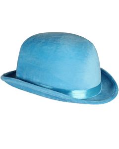 Melone "Top Colour" Velour mit Satinband 60 cm | Neon Blau - Bowler Hut Erwachsene
