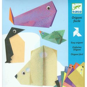 Djeco DJ08777 Kreativ Set Origami Polar Animals mit 16 Papierbögen, Multicolour