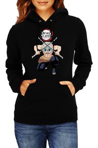 Inosuke Boar Damska bluza z kapturem Sweatshirt Japan Manga Anime Comics Animation, Lady M / Czarny