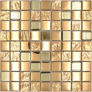 Mosaikfliese Glasmosaik Kombi EP gold Küchenrückwand Badezimmer MOS88-XCG03_f