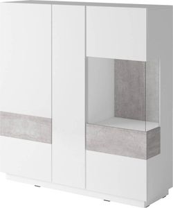Hohe dreitürige Kommode SHADI, weiß + Beton