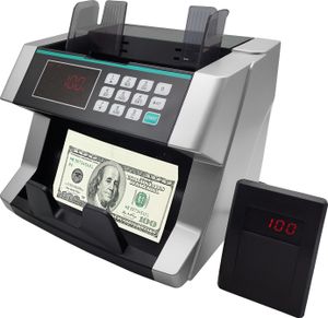 Geldzaehlmaschine Falschgeld-Detektor Geldzähler Geldscheinprüfer Schnelle Zaehlgeschwindigkeit Top-Loading-Geldscheinzähler mit UV-MG IR fuer EURO US-Dollar Add- und Batch-Modi Geeignet