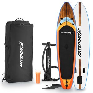 ArtSport Stand Up Paddling Board Set Beach Rocker aufblasbar 320 cm - 150 kg - Fußleine, Pumpe, Paddel, Tasche & Zubehör - SUP Board Standup Paddle