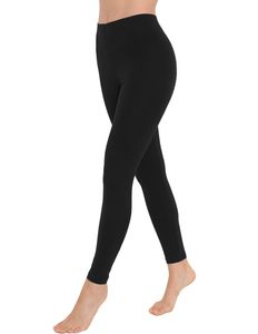 OCERA Damen Lange Leggings aus atmungsaktiver Baumwolle mit hoher Taille,  Standard 100 , Schwarz - M