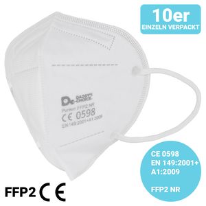 10x FFP2 Maske Atemschutz-Maske Mundschutz 5-lagig  einzeln verpackt, Flandell, Farbe: Weiß