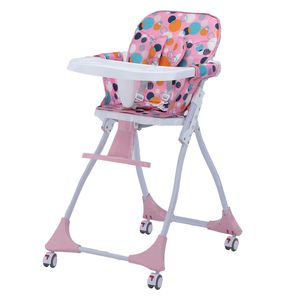 Baby-Hochstuhl | Kinderstuhl | Hochstuhl | Klappbar | Rollbar | Mit Tablett | Abwaschbarer Bezug | Pink