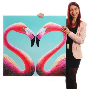 Obraz olejny Flamingo, 100% ręcznie malowany mural Malarstwo XL, 90x90cm