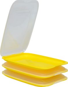 3x Stapelbare Aufschnittbox Frischhaltedose Wurst Behälter Aufschnittdose Gelb