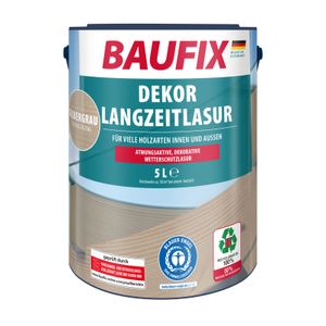BAUFIX Dekor Langzeitlasur silbergrau seidenmatt, 5 Liter, Holzlasur