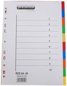 proOFFICE Kunststoff Register blanko A4 10-teilig