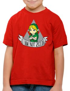style3 I am not Zelda T-Shirt für Kinder link hyrule gamer, Farbe:Rot, Größe:128